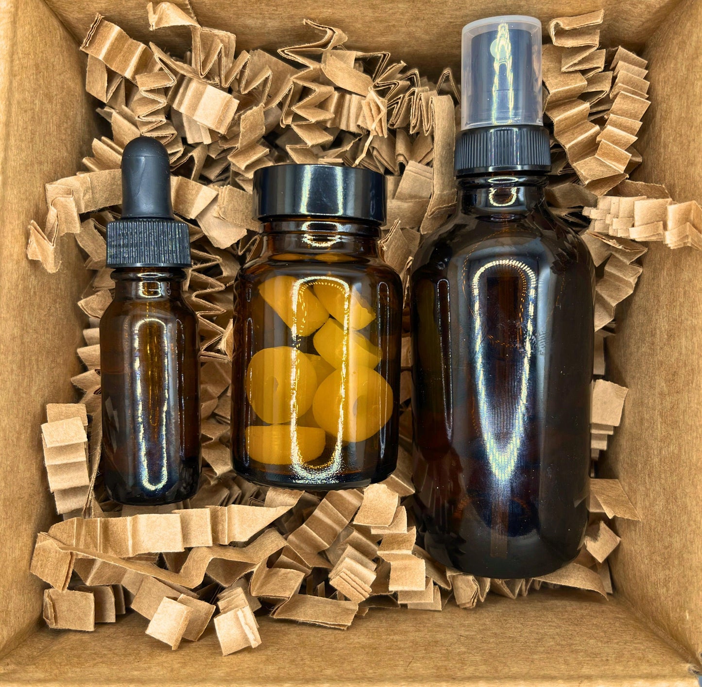 Amber spray bottle for Custom Room Spray. Handcrafted fragrance mist with personalized scents, long-lasting aromas, perfect for home or travel. Eco-friendly and USA-made, ideal for aromatherapy and creating a refreshing ambiance in any space.