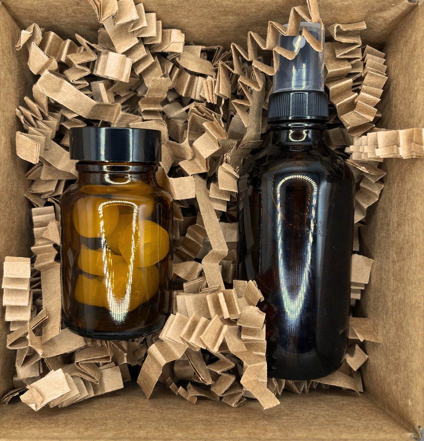 Amber spray bottle for Custom Room Spray. Handcrafted fragrance mist with personalized scents, long-lasting aromas, perfect for home or travel. Eco-friendly and USA-made, ideal for aromatherapy and creating a refreshing ambiance in any space.